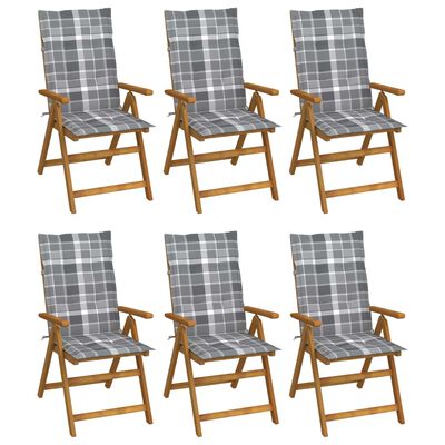 vidaXL Skládací zahradní židle s poduškami 6 ks masivní akácie