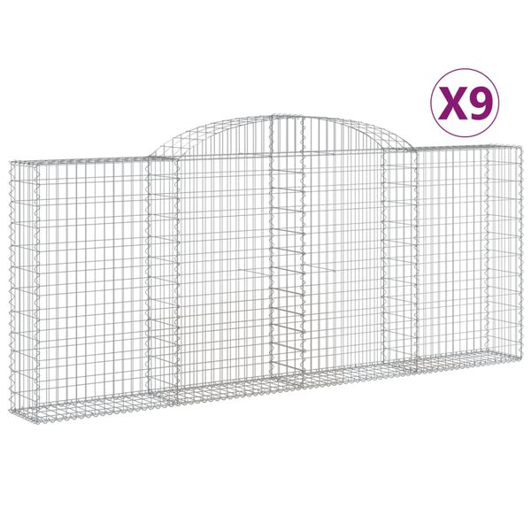vidaXL Klenut&eacute; gabionov&eacute; ko&scaron;e 9 ks 300x30x120/140cm pozinkovan&eacute; železo
