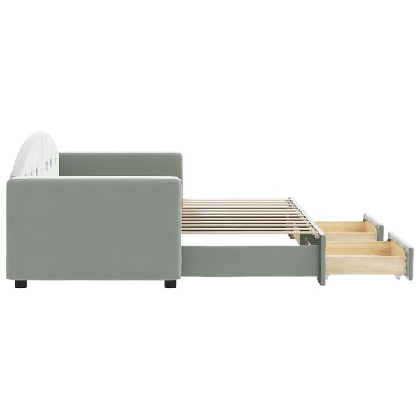 vidaXL Válenda s přistýlkou a zásuvkami světle šedá 80 x 200 cm samet