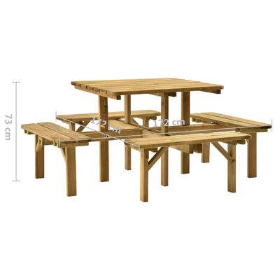 vidaXL 4stranný piknikový stůl 172 x 172 x 73 cm impregnovaná borovice