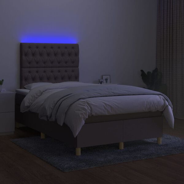 vidaXL Box spring postel s matrac&iacute; a LED taupe 120 x 200 cm textil