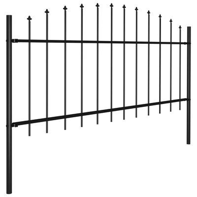 vidaXL Zahradní plot s hroty ocel (0,5–0,75) x 10,2 m černý