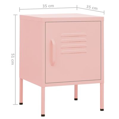 vidaXL Noční stolek růžový 35 x 35 x 51 cm ocel