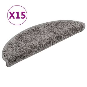 vidaXL Schodov&eacute; rohože 15 ks 56 x 17 x 3 cm &scaron;ed&eacute;, půlkulat&eacute;