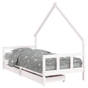 vidaXL Dětsk&aacute; postel se z&aacute;suvkami b&iacute;l&aacute; 90x190 cm masivn&iacute; borov&eacute; dřevo