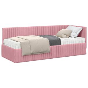 vidaXL Rohov&yacute; r&aacute;m postele s matrac&iacute; 2 ks Růžov&aacute; 80 x 200 cm samet