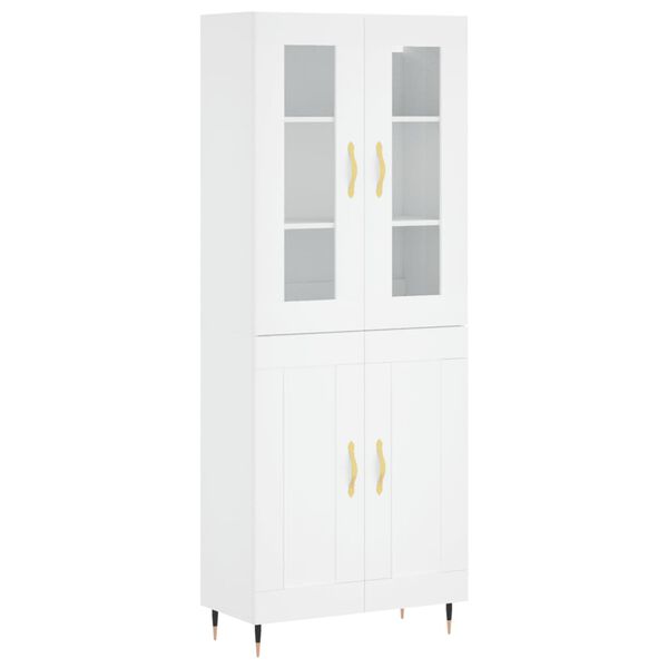 vidaXL Skř&iacute;ň highboard b&iacute;l&aacute; 69,5 x 34 x 180 cm kompozitn&iacute; dřevo