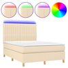vidaXL Box spring postel s matrac&iacute; a LED kr&eacute;mov&aacute; 140x200 cm textil