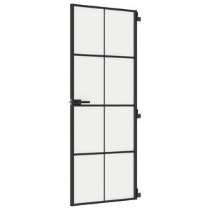 vidaXL Interi&eacute;rov&eacute; dveře &uacute;zk&eacute; čern&eacute; 76x201,5 cm tvrzen&eacute; sklo a hlin&iacute;k