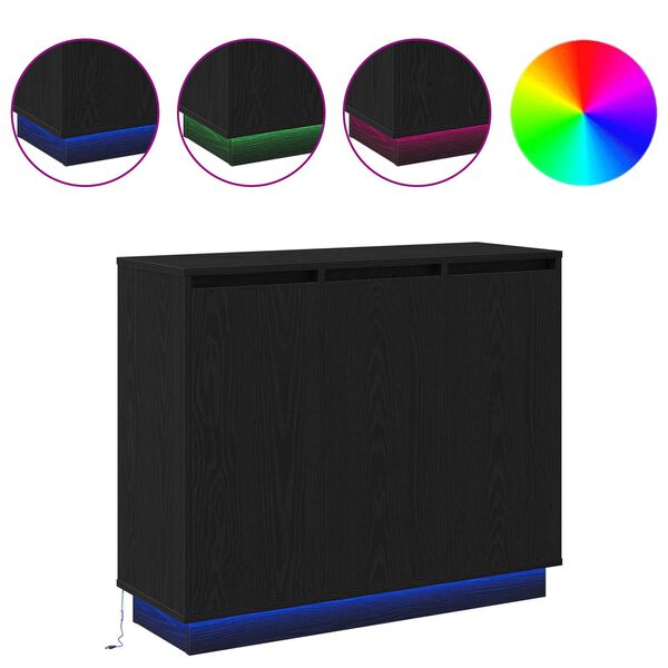 vidaXL LED komoda Čern&yacute; dub 90 x 32 x 75 cm kompozitn&iacute; dřevo