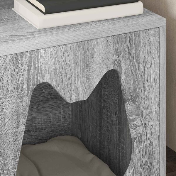 vidaXL Kočič&iacute; dům &Scaron;ed&aacute; Sonoma 42,5 x 40 x 53,5 cm kompozitn&iacute; dřevo