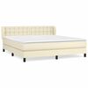 vidaXL Box spring postel s matrac&iacute; kr&eacute;mov&aacute; 160x200 cm uměl&aacute; kůže