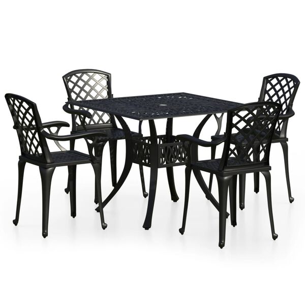 vidaXL 5d&iacute;ln&yacute; bistro set lit&yacute; hlin&iacute;k čern&yacute;
