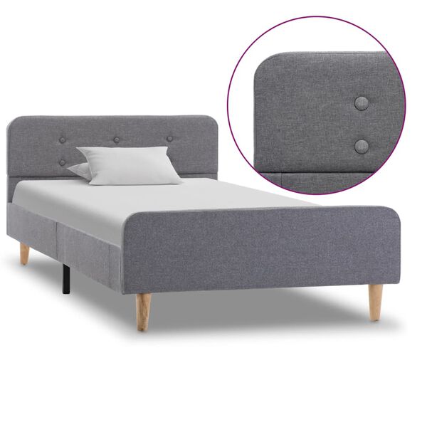 vidaXL R&aacute;m postele světle &scaron;ed&yacute; textil 100 x 200 cm