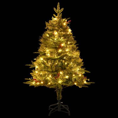 vidaXL Vánoční stromek s LED a borovými šiškami zelený 150 cm PVC a PE
