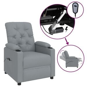 vidaXL Elektrick&eacute; polohovac&iacute; křeslo světle &scaron;ed&eacute; textil