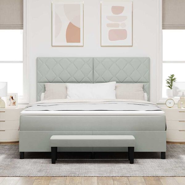 vidaXL Postel s boxspringem s matrac&iacute; Světle &scaron;ed&aacute; 180 x 200 cm samet