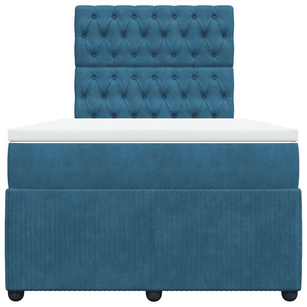 vidaXL Box spring postel s matrac&iacute; tmavě modr&aacute; 120x190 cm samet