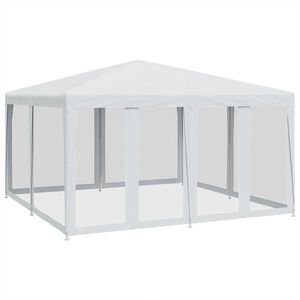 vidaXL Party stan s 8 s&iacute;ťovan&yacute;mi bočnicemi b&iacute;l&yacute; 4 x 4 m HDPE