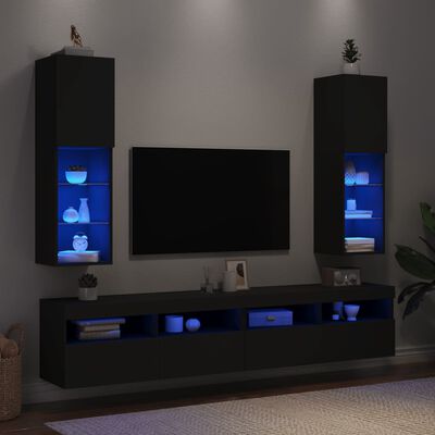 vidaXL TV skříňky s LED osvětlením 2 ks černé 30,5 x 30 x 102 cm