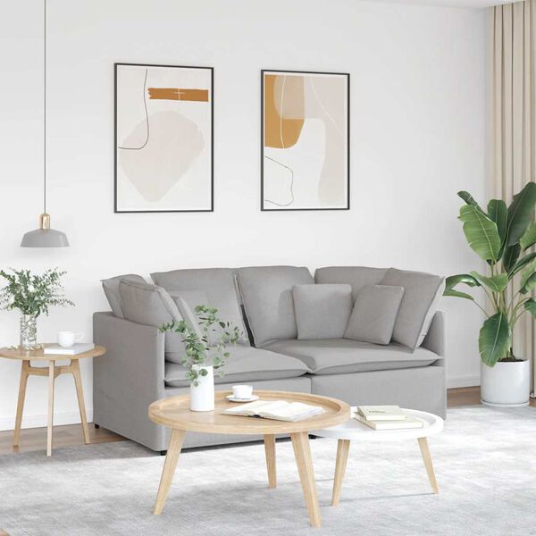 vidaXL Modul&aacute;rn&iacute; pohovka s pol&scaron;t&aacute;ři textil obl&aacute;čkově &scaron;ed&aacute;