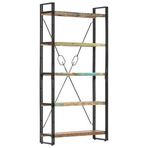 vidaXL Knihovna s 5 policemi 90x30x180 cm masivn&iacute; recyklovan&eacute; dřevo