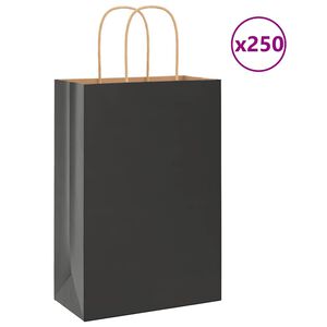 vidaXL Pap&iacute;rov&eacute; s&aacute;čky 250 ks s uchy čern&eacute; 21x11x31 cm