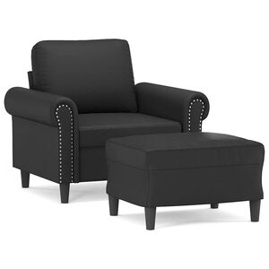 vidaXL Křeslo s podnožkou čern&eacute; 60 cm uměl&aacute; kůže