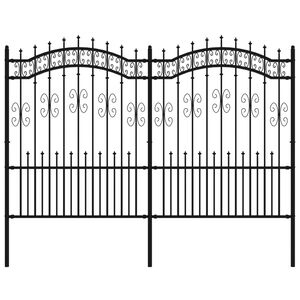 vidaXL Zahradn&iacute; plot s kop&iacute;m nahoře čern&yacute; 240 x 150 cm, pr&aacute;&scaron;kově lakovan&aacute; ocel