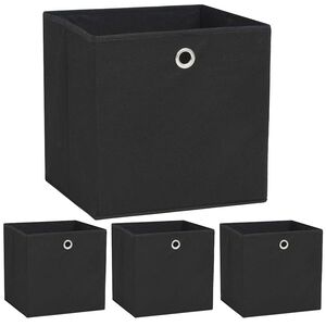 vidaXL &Uacute;ložn&eacute; boxy 4 ks netkan&aacute; textilie 32 x 32 x 32 cm čern&eacute;