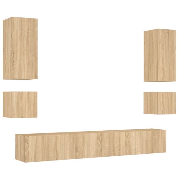 vidaXL 6d&iacute;ln&aacute; ob&yacute;vac&iacute; stěna s LED osvětlen&iacute;m dub sonoma