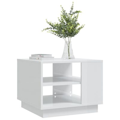 vidaXL Konferenční stolek bílý vysoký lesk 55 x 55 x 43 cm dřevotříska