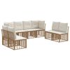 vidaXL Venkovn&iacute; pohovkov&aacute; souprava 8 pcs Př&iacute;rodn&iacute; Polyester