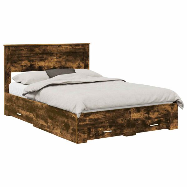 vidaXL R&aacute;m postele se z&aacute;suvkou s čelo s &uacute;loži&scaron;těm kompozitn&iacute; dřevo