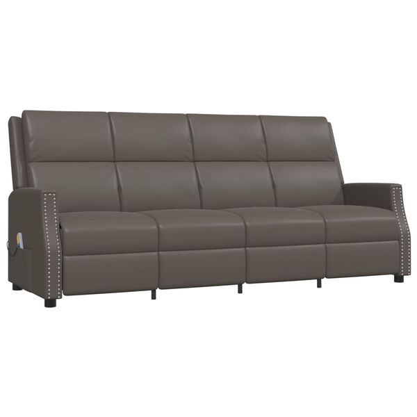 vidaXL 4m&iacute;stn&eacute; mas&aacute;žn&iacute; polohovac&iacute; křeslo &scaron;ed&eacute; uměl&aacute; kůže