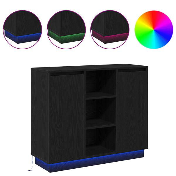 vidaXL LED komoda Čern&yacute; dub 90 x 32 x 75 cm kompozitn&iacute; dřevo