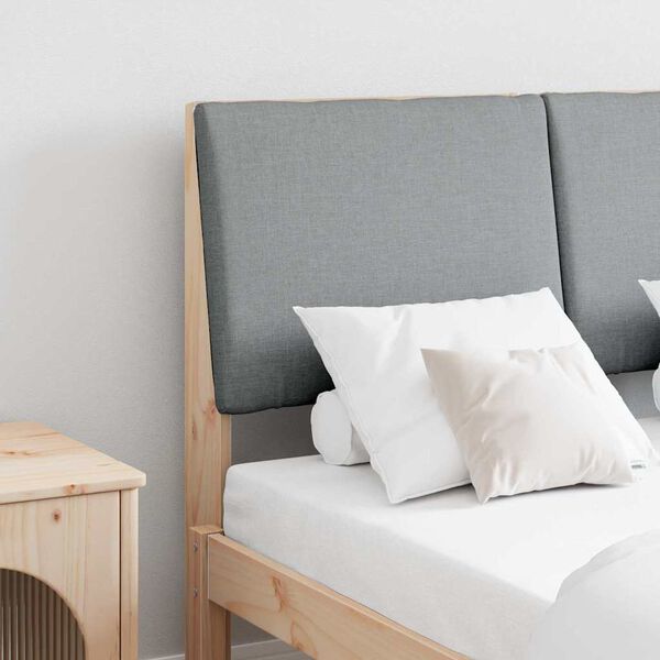 vidaXL Čalouněn&eacute; čelo postele Světle &scaron;ed&aacute; 120 cm Masivn&iacute; borov&eacute; dřevo