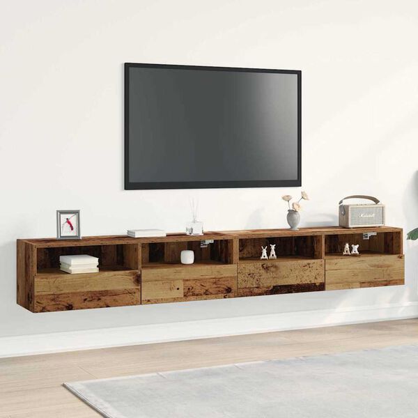 vidaXL TV wall cabinet N&aacute;stěnn&yacute; 2 pcs Star&eacute; dřevo 100 x 30 x 30 cm