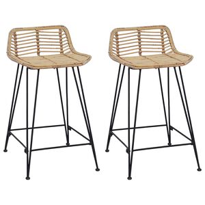 vidaXL Barov&aacute; stolička 2 ks Př&iacute;rodn&iacute; 44 x 45 x 76 cm Ratan a ocel