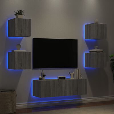 vidaXL 5dílná obývací stěna s LED osvětlením šedá sonoma