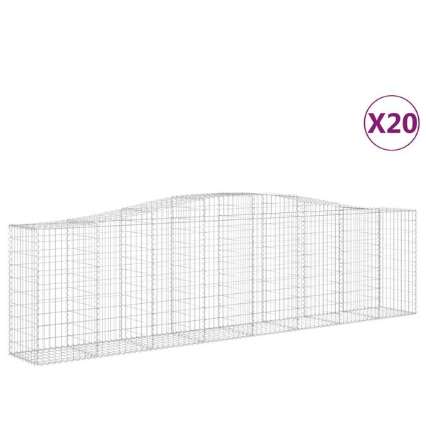vidaXL Klenut&eacute; gabionov&eacute; ko&scaron;e 20ks 400x50x100/120cm pozinkovan&eacute; železo