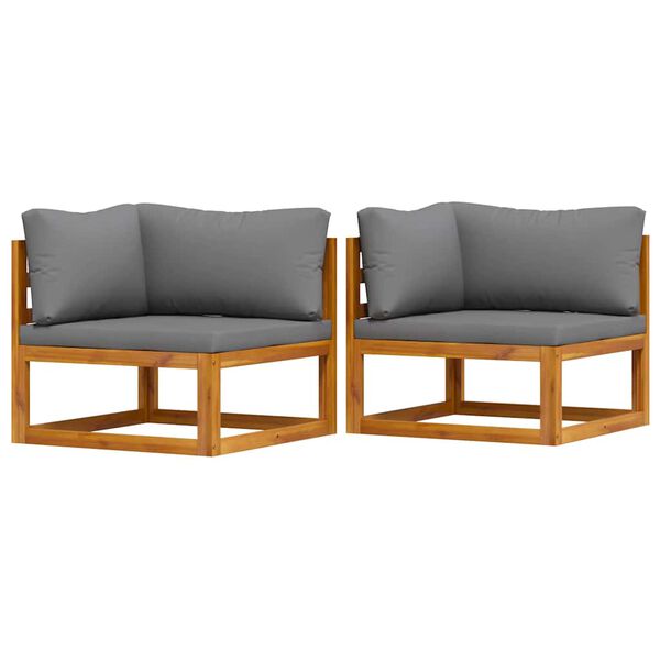 vidaXL D&iacute;lč&iacute; rohov&eacute; pohovky 2 ks s podu&scaron;kami tmavě &scaron;ed&eacute;