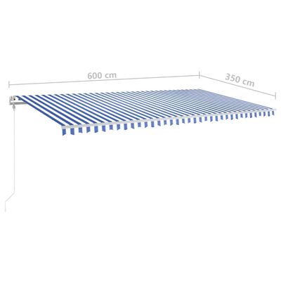 vidaXL Ručně zatahovací markýza se sloupky 6 x 3,5 m modrobílá