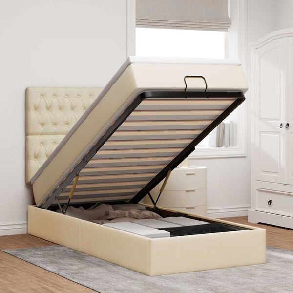 vidaXL Osmansk&yacute; r&aacute;m postele s matrac&iacute; kr&eacute;mově 80x200cm textil