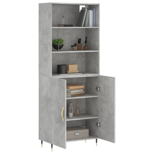 vidaXL Skř&iacute;ň highboard betonově &scaron;ed&aacute; 69,5x34x180 cm kompozitn&iacute; dřevo