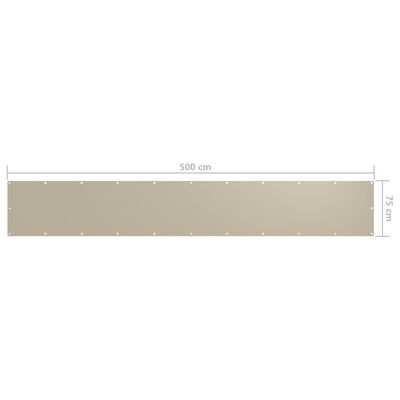 vidaXL Balkónová zástěna béžová 75 x 500 cm oxfordská látka