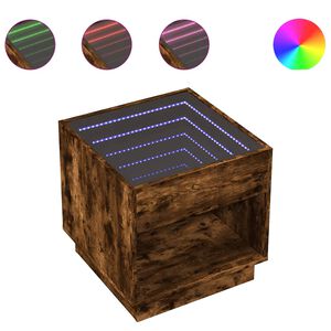 vidaXL Nočn&iacute; stolek s Infinity LED kouřov&yacute; dub 50 x 50 x 50 cm