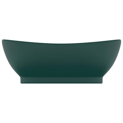 vidaXL Luxusní umyvadlo přepad oválné tmavě zelené 58,5x39 cm keramika