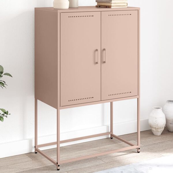 vidaXL Skříň highboard růžová 68,5 x 38,5 x 107 cm ocel