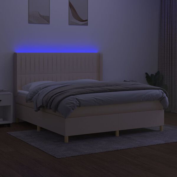 vidaXL Box spring postel s matrac&iacute; a LED kr&eacute;mov&aacute; 160x200 cm textil